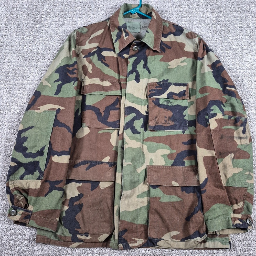 Gibraltar USGI Combat Jacket Mens M Long Woodland Camo BDU 1983 Vintage Military
